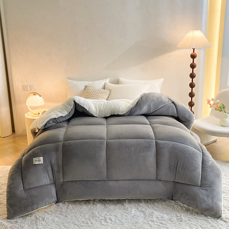 All Season Comforter – Thick Soft Quilted Box Stitch Solid Color, Ultra Breathable Machine Washable Duvet for Autumn Winter Spring, Twin Full Queen King Sizes