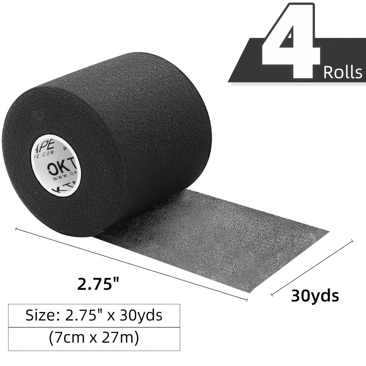 Pre Wrap Tape 4-Rolls Athletic Foam Underwrap for Sports - Protect Ankles Wrists Hands Knees, 2.75 Inch x 30 Yards Each Roll, OK TAPE Sports Underwrap