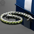 Green Peridot Tennis Bracelet for Women – 925 Sterling Silver with Sparkling Zirconia Accents, Elegant Gemstone Wrist Jewelry for Daily Wear, Birthday Mother's Day Valentine's Day Anniversary Gift for Her