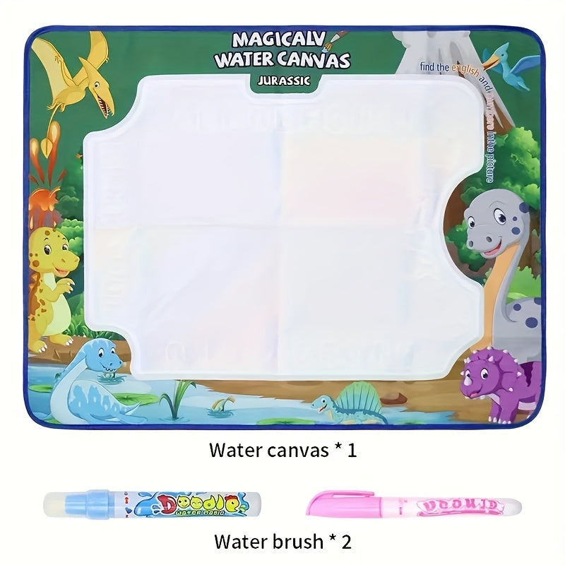 Water Drawing Doodle Mat for Kids 30x24 Inch Reusable Mess-Free Aqua Painting Canvas with Water Pens Dinosaur Ocean African Animal Theme Educational Art Toy Gift for Girls Boys Ages 3 and Up