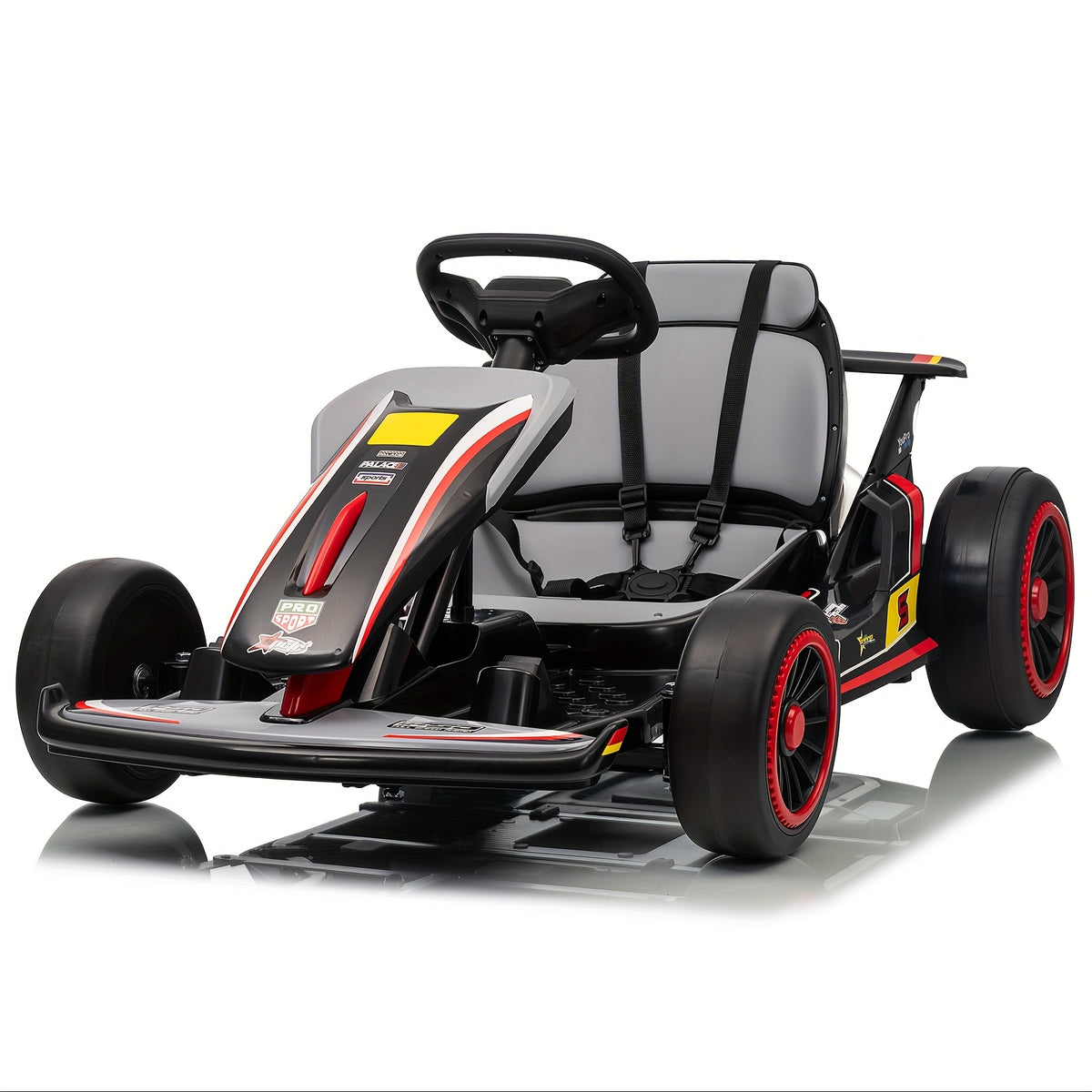 MUKIDY 24V Electric Go-Kart for Kids - 250W Drift Cart for Ages 6-12, All-Terrain EVA Wheels, 5-Point Safety Belt, Soft Start, Music & Horn, Battery Powered Outdoor Ride-On Toy | Best Gift for Boys Girls