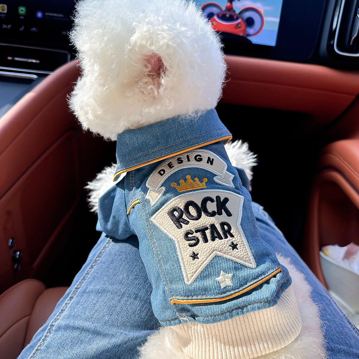 Small Dog Denim Outfit Rock Style – Imitation Denim Casual Fashion Pet Clothes for Small Dogs, Comfortable Streetwear Jacket XS to XL, Blue Trendy Dog Apparel for Daily Wear & Outdoor Outings