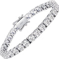 Tennis Bracelet Lab Grown 925 Silver Plated Round Cut Elegant Jewelry Gift for Women Men Sizes 6.5 to 8.5 Inches White Diamond Style Bracelet