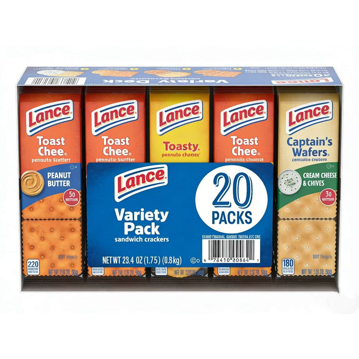 Lance Sandwich Crackers Variety Pack Peanut Butter Cheese Classic Flavors 20 or 40 Count Snack Pack