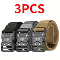 Men's Nylon Belt Set 3 Pack Quick-Release Buckle 4 Colors 49.2 Inch Durable Sports Casual Belt for Men - Everyday Outdoor Hiking Work Tactical Belt Gift for Him