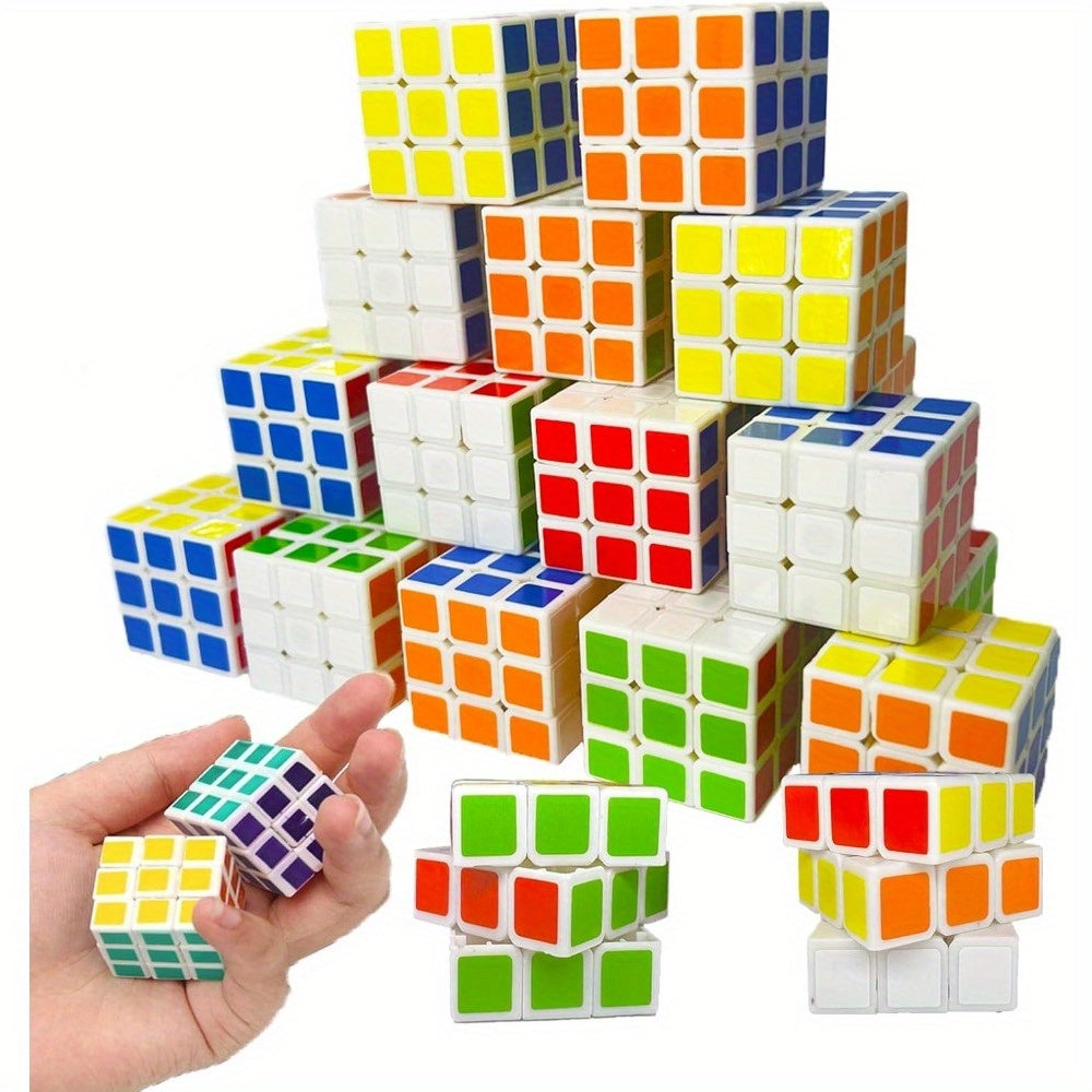 Mini 3x3 Magic Cube Puzzle Bulk Pack – 24 Pieces Beginner Speed Cube Party Favors, Classroom Prizes & School Rewards | Mixed Colors PP Material | Birthday Easter Christmas Stocking Stuffers for Kids