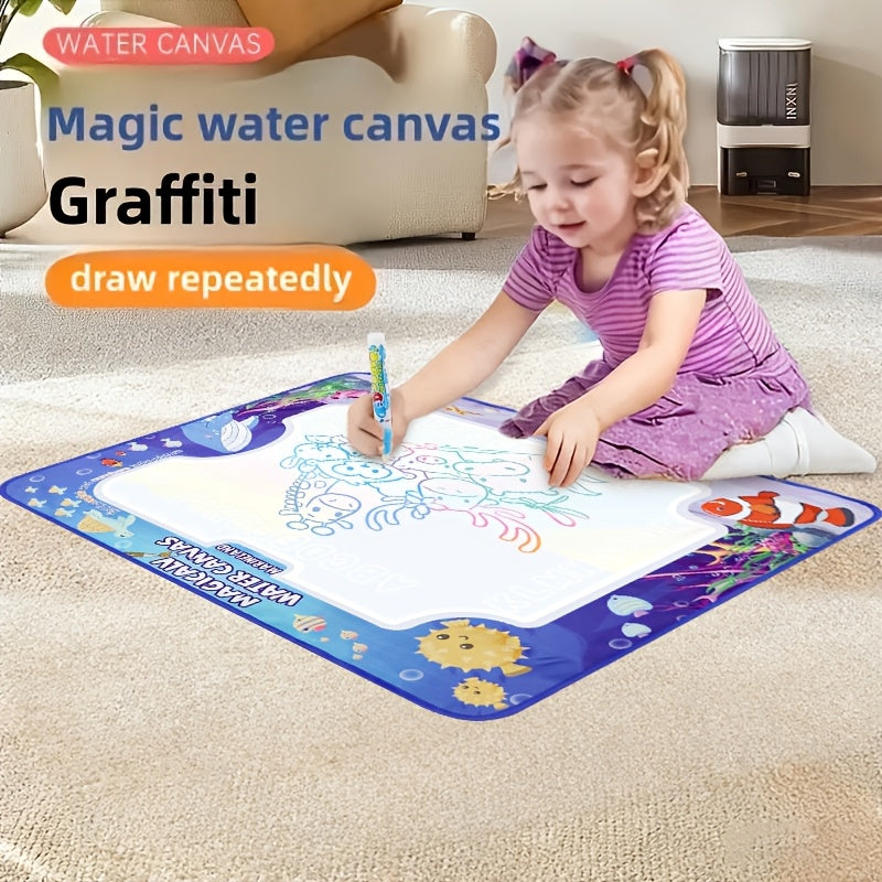 Water Drawing Doodle Mat for Kids 30x24 Inch Reusable Mess-Free Aqua Painting Canvas with Water Pens Dinosaur Ocean African Animal Theme Educational Art Toy Gift for Girls Boys Ages 3 and Up