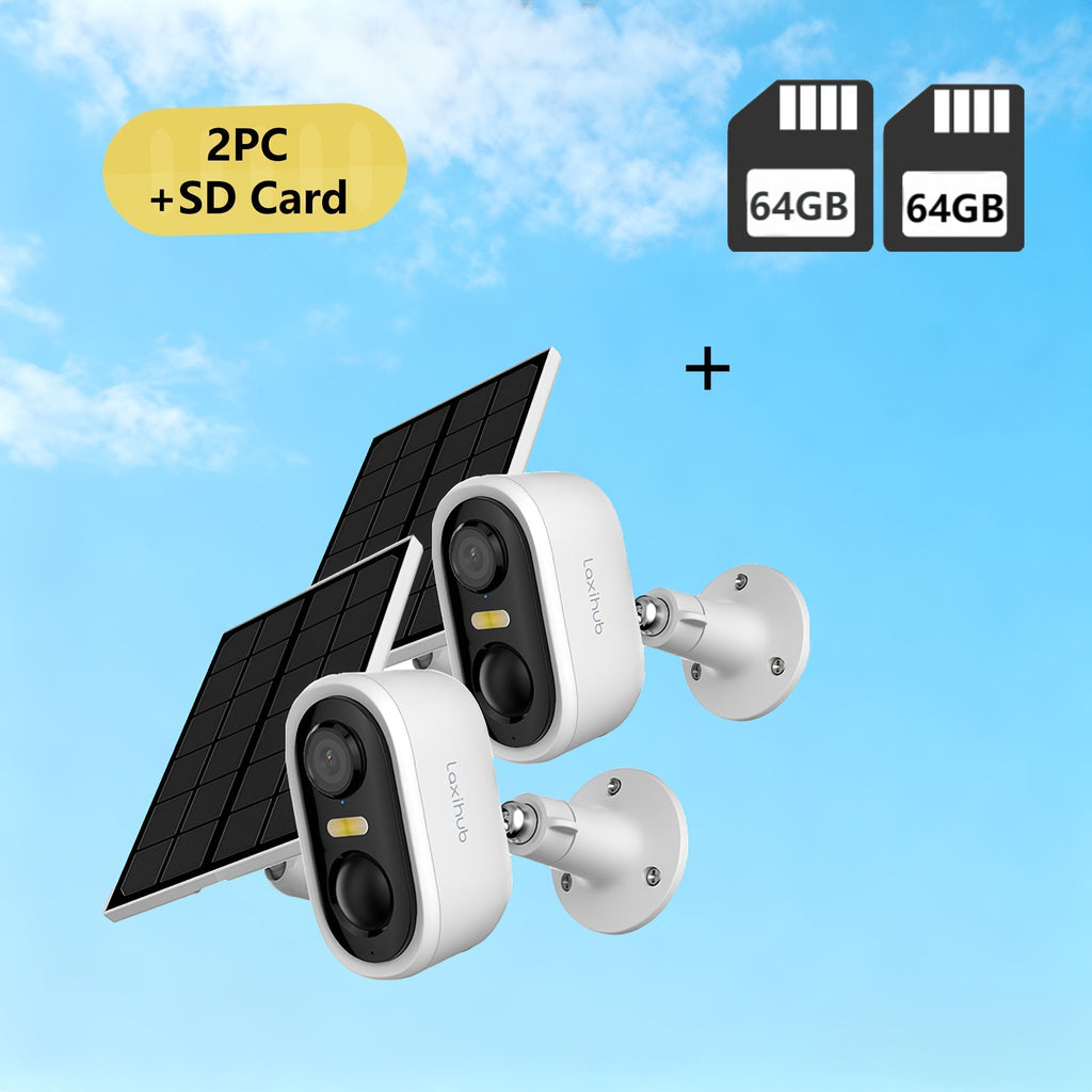 Solar Powered Outdoor Security Camera 3MP 1296P FHD – Battery Powered, 2.4GHz WiFi, AI Motion Detection, Spotlight, IP65 Weatherproof, Color Night Vision, Two-Way Audio, Cloud & SD Storage CCTV