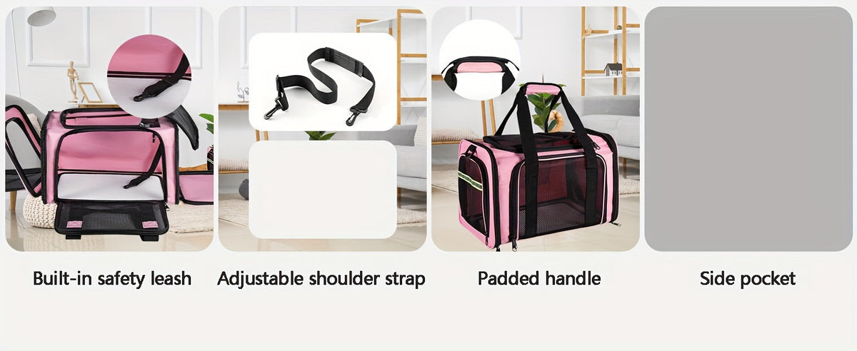 Airline Approved Pet Carrier Soft Sided – TSA Approved Collapsible Travel Bag for Small Dogs, Cats & Kittens Under 15 lbs, Fits Under Airplane Seat