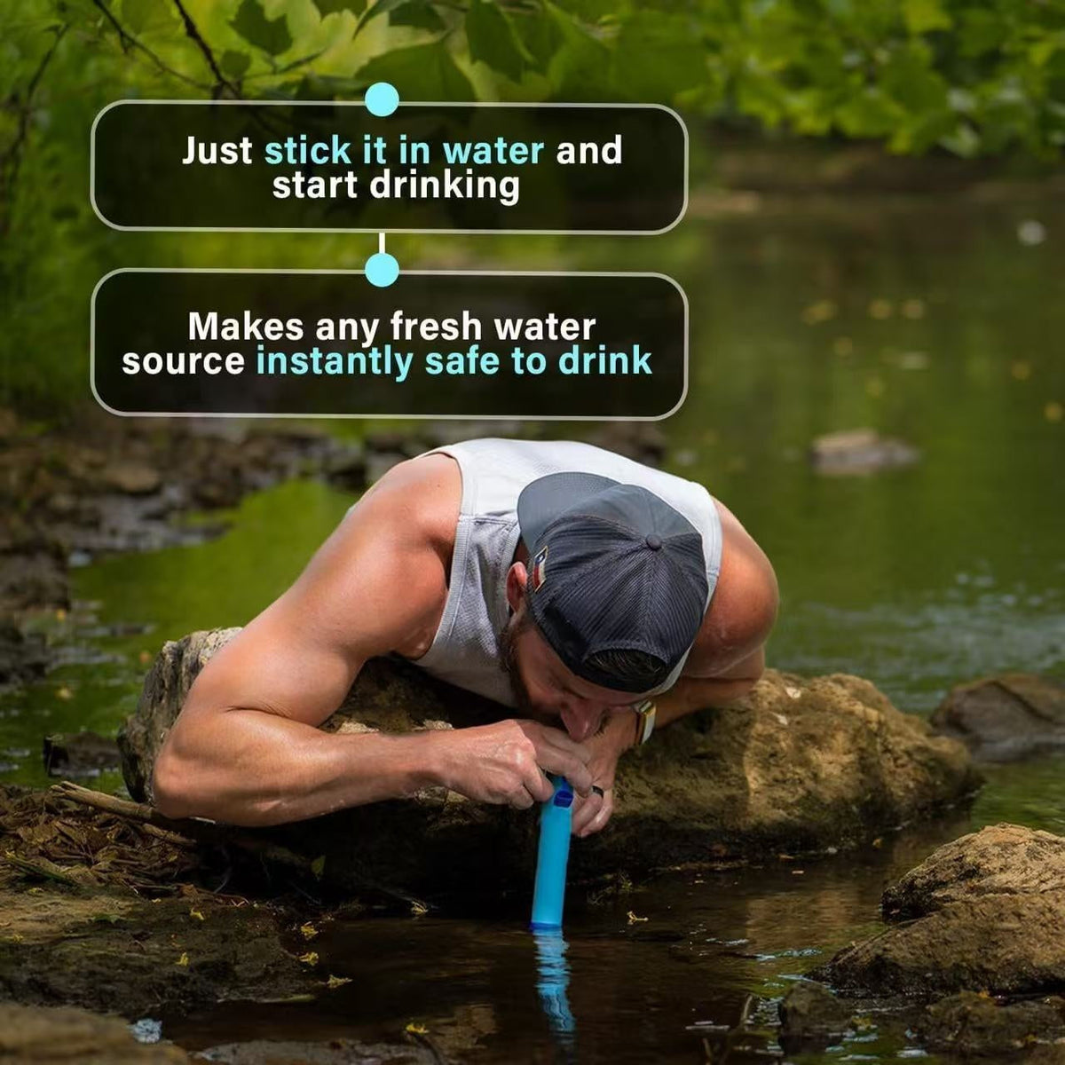 Personal Water Filter Straw Mini Water Purifier Survival Gear for Hiking Camping Travel Emergency Preparedness, Portable Filtration Straw Removes Bacteria & Contaminants - Set 1, 2 & 4 Options