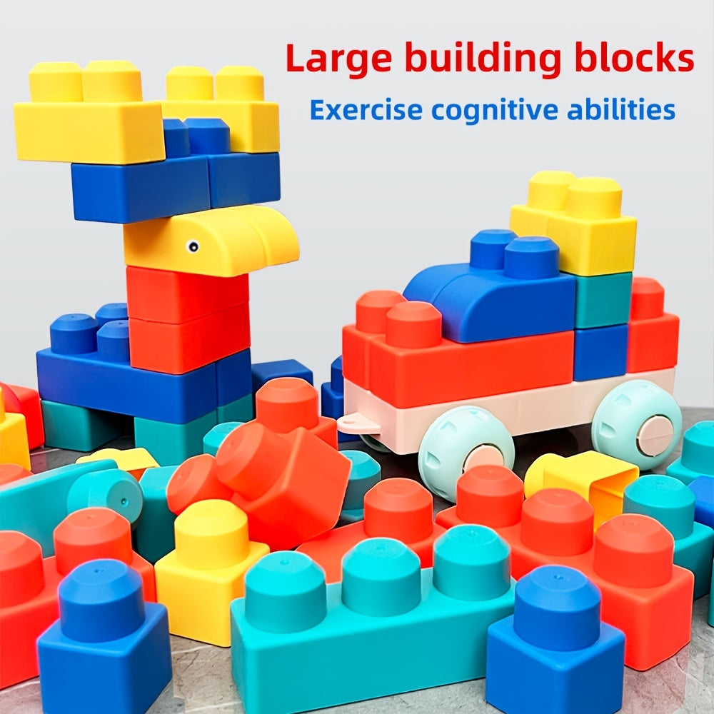 Large Granule Building Blocks Puzzle Toy for Toddlers & Kids - Big Brick STEM Construction Set for Brain Training, Fine Motor & Grasping Skills, 25 / 50 / 90pcs Bulk Pack, Birthday & Holiday Gift, Random Color