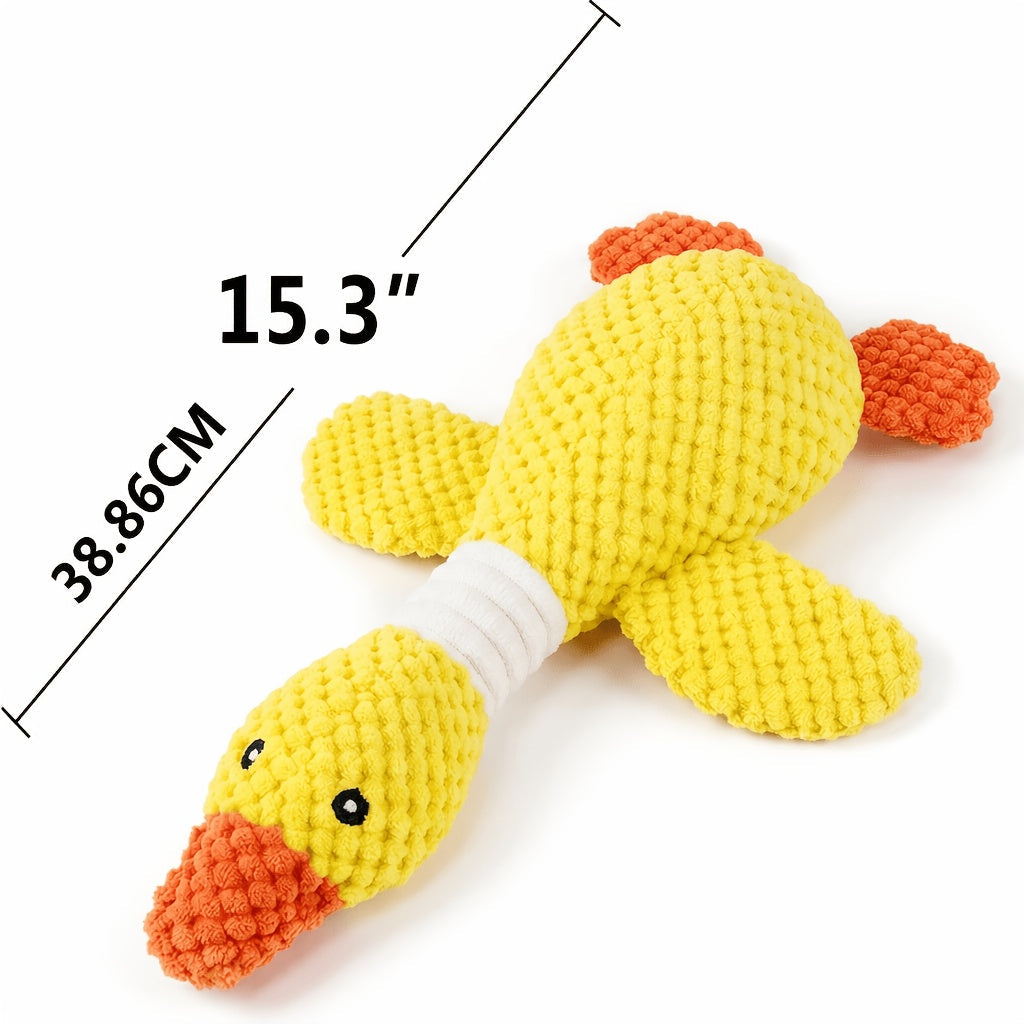 Duck Squeaky Plush Dog Toy 1 or 2 Pack - Indestructible Crinkle Chew Toy for Aggressive Chewers and Teething Puppies, Durable Goose Design for Small Medium and Large Breed Dogs