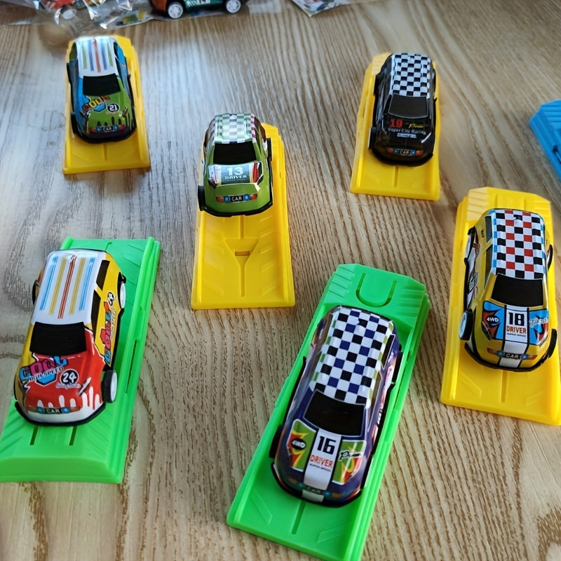 Alloy Die-Cast Shooting Flying Racing Car Toys for Kids – 6-Pack Mini Metal Pull-Back Launch Cars, Birthday Party Favors, Pinata Fillers & Goodie Bag Stuffers for Boys | Random Colors