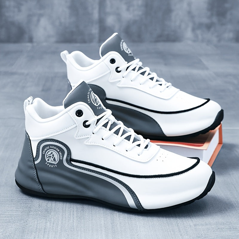 Men's Arch Support Anti-Slip Running Shoes – Lightweight Breathable Tennis Walking Gym Shoes, Corrective Sports Sneakers, White Blue & White Grey, Sizes US 7–12.5