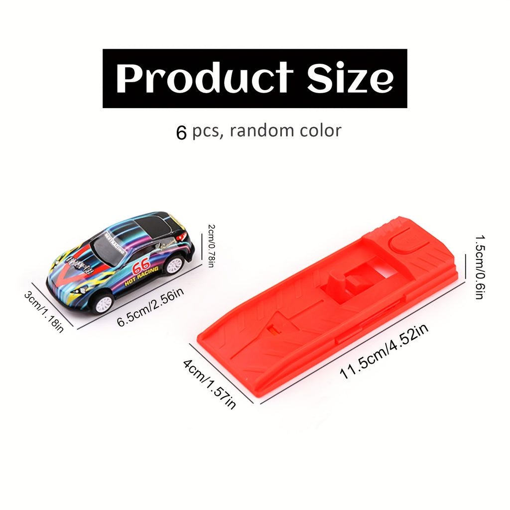 Alloy Die-Cast Shooting Flying Racing Car Toys for Kids – 6-Pack Mini Metal Pull-Back Launch Cars, Birthday Party Favors, Pinata Fillers & Goodie Bag Stuffers for Boys | Random Colors