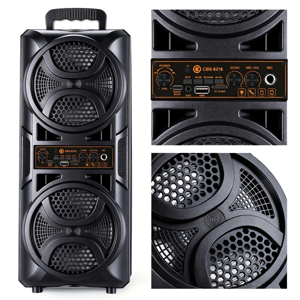 Large Bluetooth Karaoke Party Speaker with Microphone & Subwoofer – LED Light Show, BT/USB/TF/AUX/FM/TWS/EQ, Professional Party Box Speaker for Home & Outdoor Events