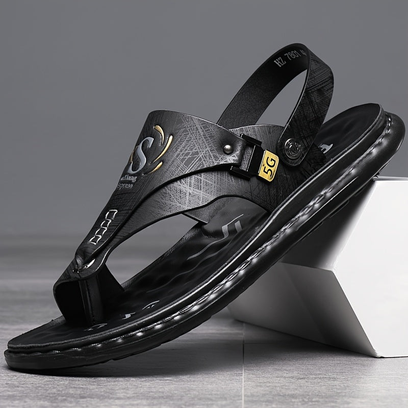 Men's Hiking Sandals with Arch Support – Slip-On Sports Beach Walking Sandals, Lightweight Casual Outdoor Shoes, Black Grey Brown, Sizes US 7–13.5, All Season Comfort