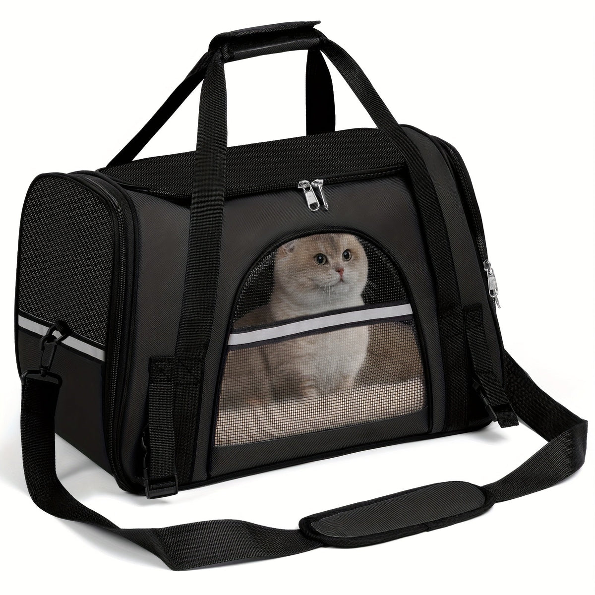 Cat Carrier Backpack Foldable & Ventilated – Airline Approved Pet Travel Bag with Secure Anti-Escape Zipper, Spacious Collapsible Design for Cats & Small Dogs, Breathable Car & Plane Travel Carrier