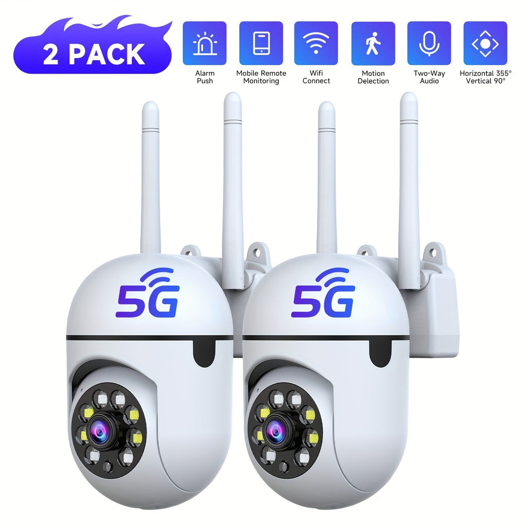 2-Pack Indoor Security Camera 355° Rotation – 2.4G/5G WiFi, Motion Detection, Full-Color Night Vision, Two-Way Audio, Cloud & 256GB TF Card Storage, Alexa Compatible, Baby & Pet Monitor for Home