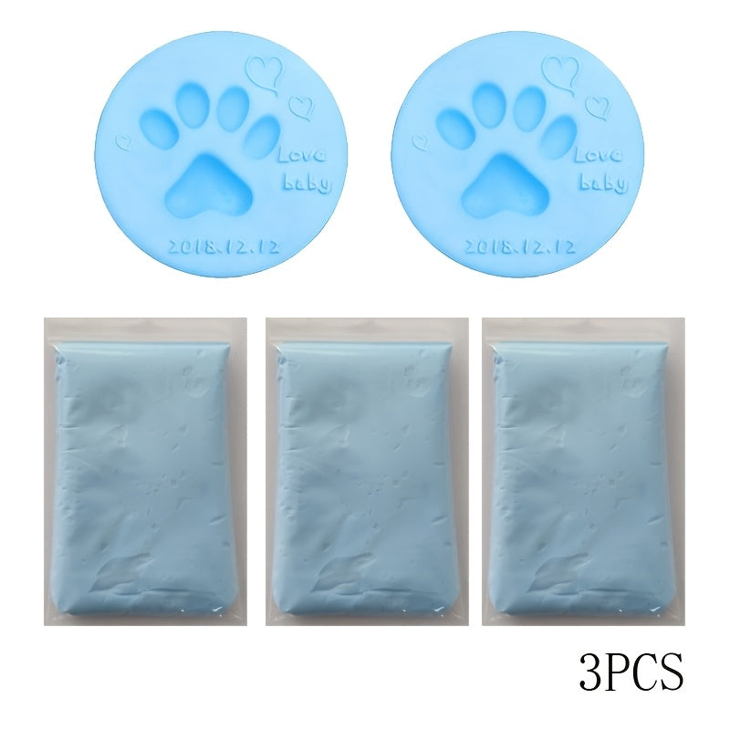 Pet Paw Print Keepsake Kit 3 Pack - Soft Clay for Dog Cat Paw Prints & Fingerprint Impressions, Handprint Footprint Memorial Gift for Pet Loss, 2.33oz per Bag