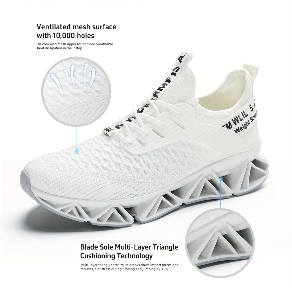 Men's Lightweight Breathable Running Shoes Non-Slip TPU Sole EVA Cushion Lace-Up Low Top Sneakers 3 Colors Sizes US 7.5-13 All-Season Wear-Resistant Training Casual Athletic Shoes
