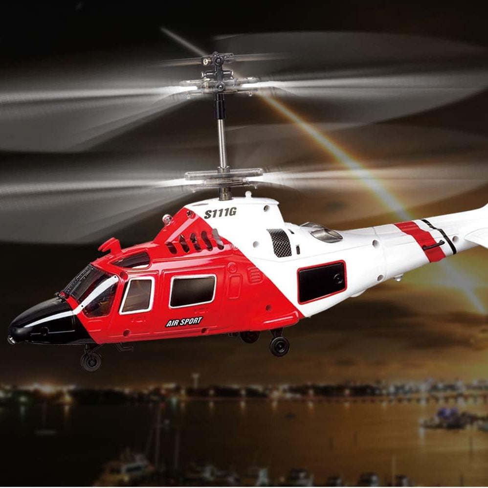 SYMA S111G Coast Guard RC Helicopter - 3CH Infrared Gyro Mini Indoor Helicopter with LED Lights, 8.7" Palm Size, Beginner-Friendly, 5-6 Min Flight Time, Perfect Gift for Kids & Adults