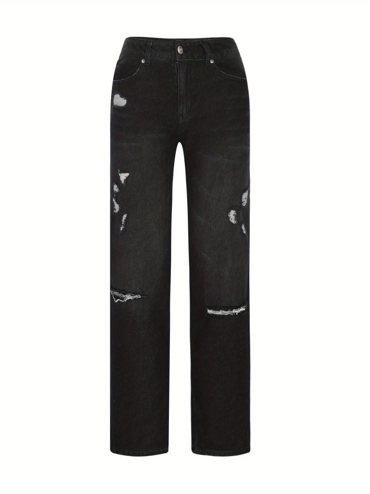 Women's Ripped Flare Wide Leg Jeans – Distressed Stretch Denim, Fashion Streetwear Casual Pants, Light Blue & Dark Blue, Sizes XS-XXL