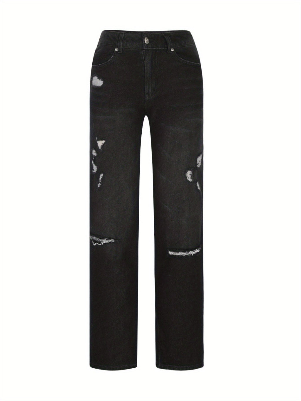 Women's Ripped Flare Wide Leg Jeans – Distressed Stretch Denim, Fashion Streetwear Casual Pants, Light Blue & Dark Blue, Sizes XS-XXL