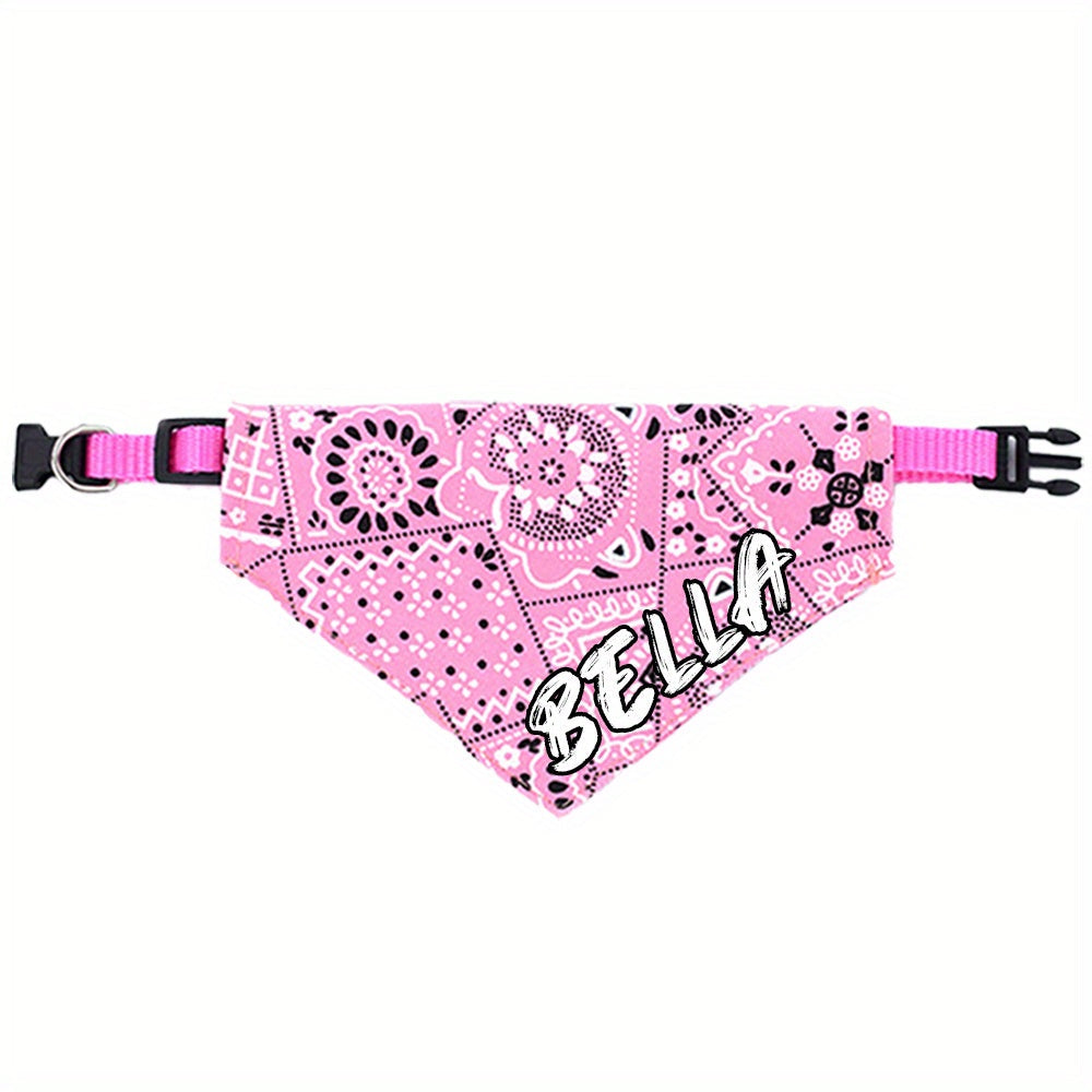 Personalized Dog Bandana Collar with Snap Closure - Adjustable Soft Polyester Pet Saliva Towel Necklace for Small Medium Large Dogs S M L 4 Colors Black Red Blue Pink Holiday Gift