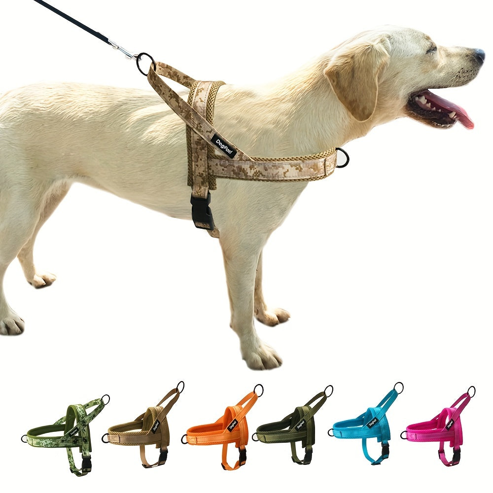 Reflective No-Pull Dog Harness - Adjustable Escape-Proof Vest for Small to Large Dogs, Front & Back Leash Clips, Padded Chest Plate, Easy Step-In Walking Harness