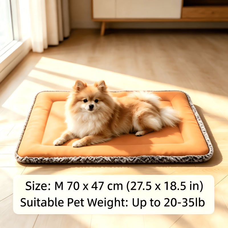Dog Cooling Mat for Summer – Soft Polyester Pet Cooling Pad with Neck Support, Indoor Sleeping Floor Mat for Extra Small, Small & Medium Dogs & Cats, Heat Relief Bed