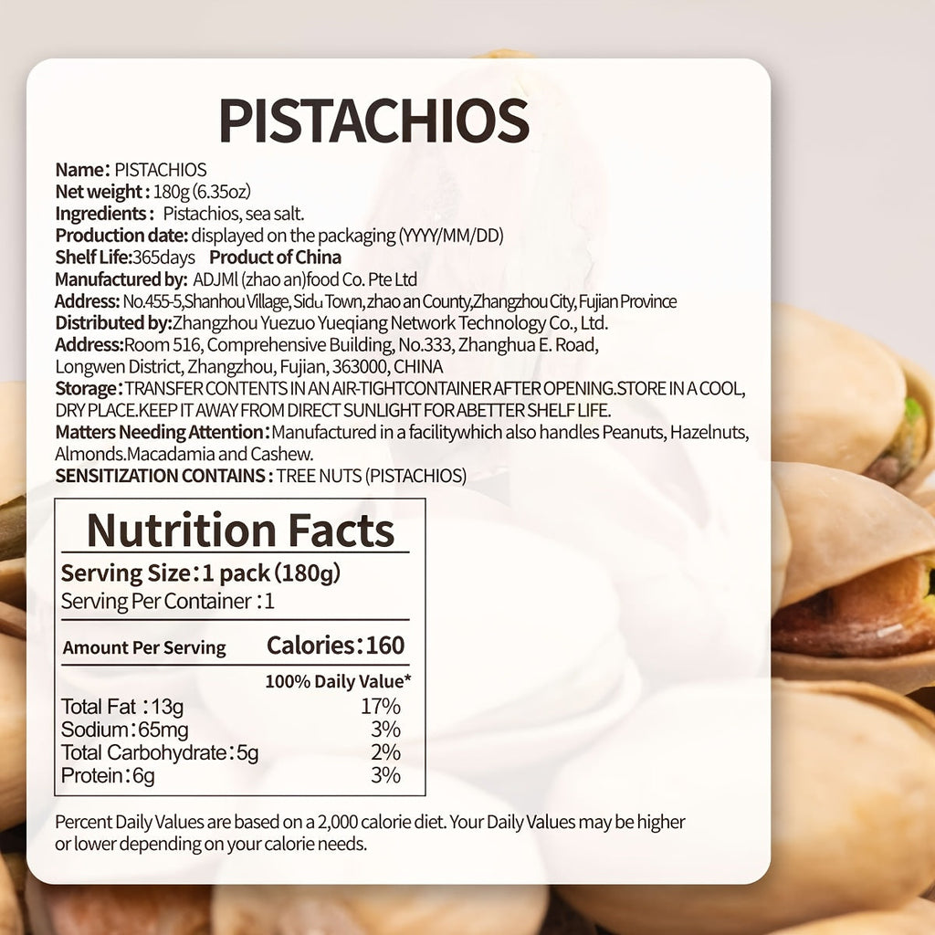 Natural Pistachios with Shell Individually Wrapped Snack Bags 3 Pack 5.3oz Each Ready-to-Eat Protein Snack