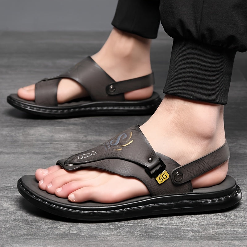 Men's Hiking Sandals with Arch Support – Slip-On Sports Beach Walking Sandals, Lightweight Casual Outdoor Shoes, Black Grey Brown, Sizes US 7–13.5, All Season Comfort