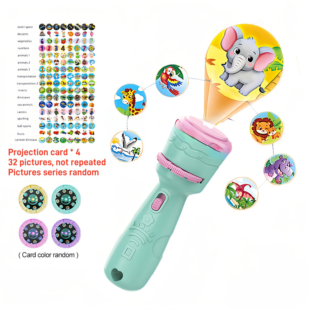 Kids Projection Toy with 4 Cards & 24 Patterns Vegetables Numbers Animals Educational STEM Learning Toy for Toddlers Birthday Gift Family Game Night – Random Color