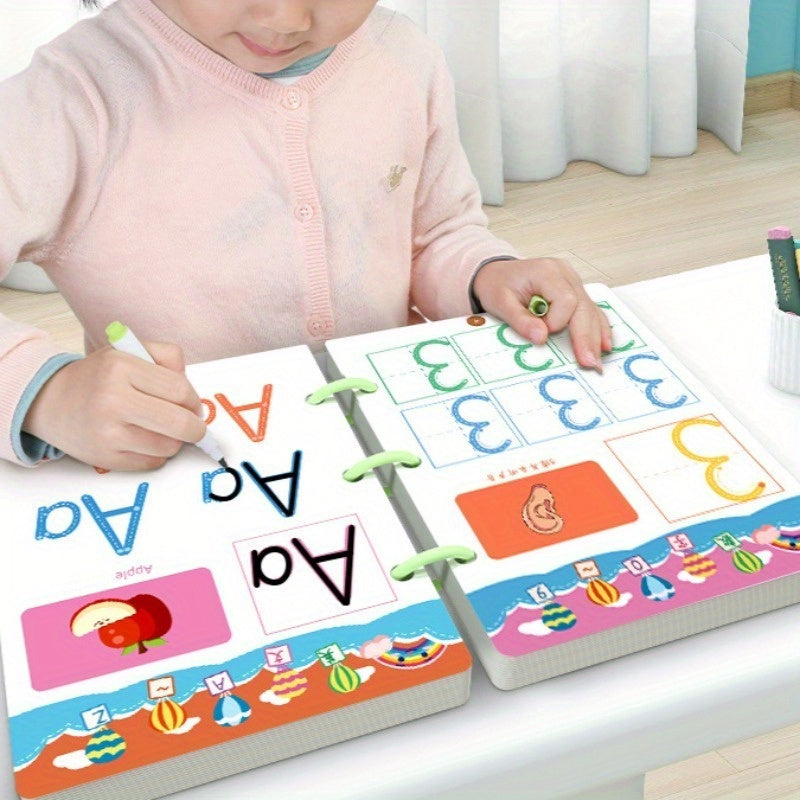 Erasable Reusable Whiteboard Activity Cards for Kids – 33-Page Pen Control Training Thinking Puzzle Toy with 2 Whiteboard Pens | Writing Tracing Practice for Preschoolers & Early Learners | Holiday Gift
