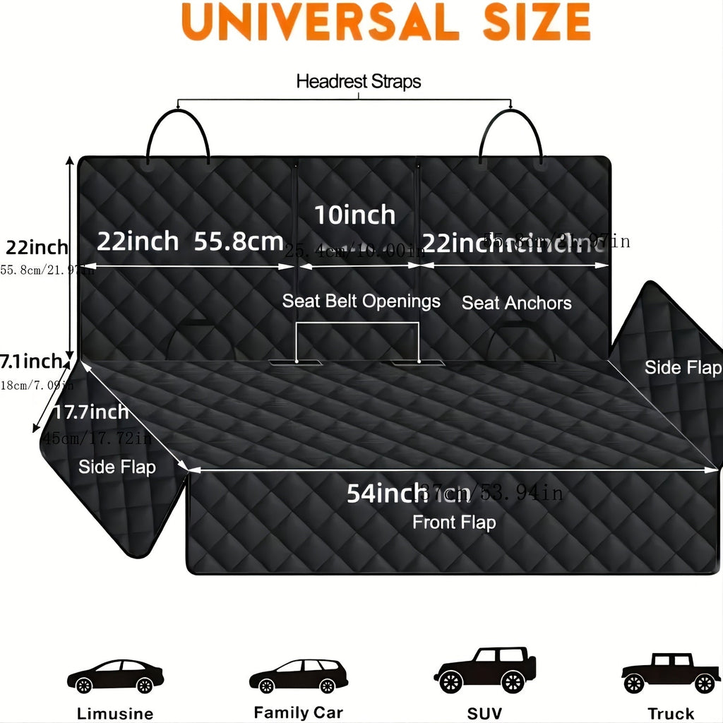 Dog Car Seat Cover for Back Seat – Waterproof Anti-Slip Anti-Scratch, Washable Pet Car Seat Protector with Armrest Compatible, Fits Most Cars SUVs Trucks, Black & Skull Flower