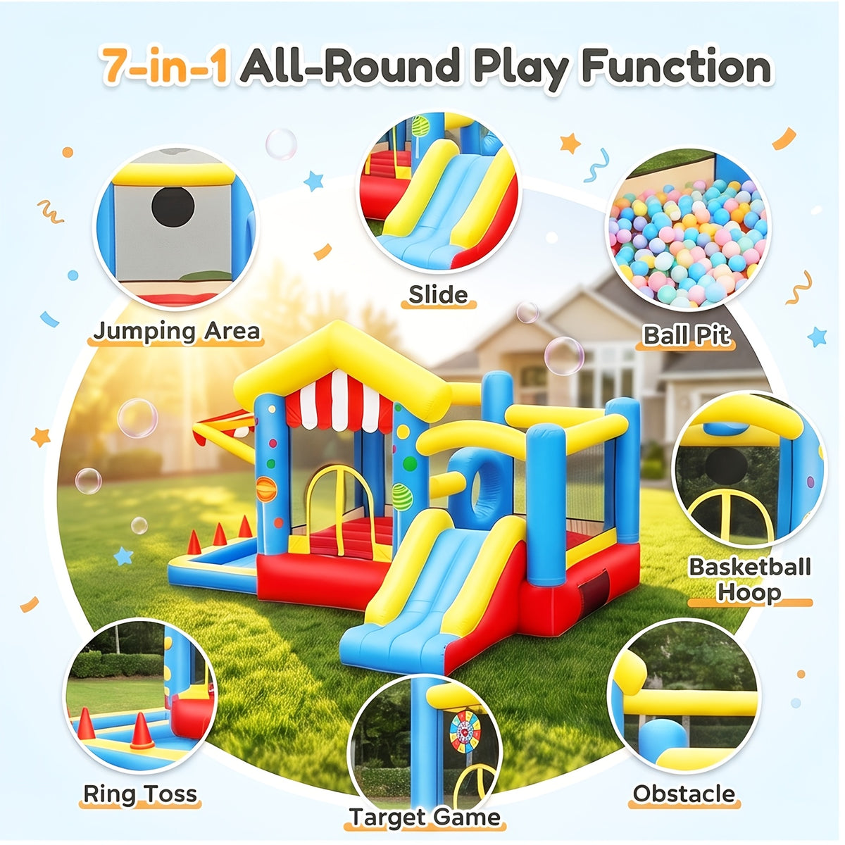 Multifunctional Inflatable Pool with Trampoline – Large Family Water Play Center for Multiple People, Indoor & Outdoor Use, Perfect for Home Backyard Parties, Kids & Adults Birthday Fun