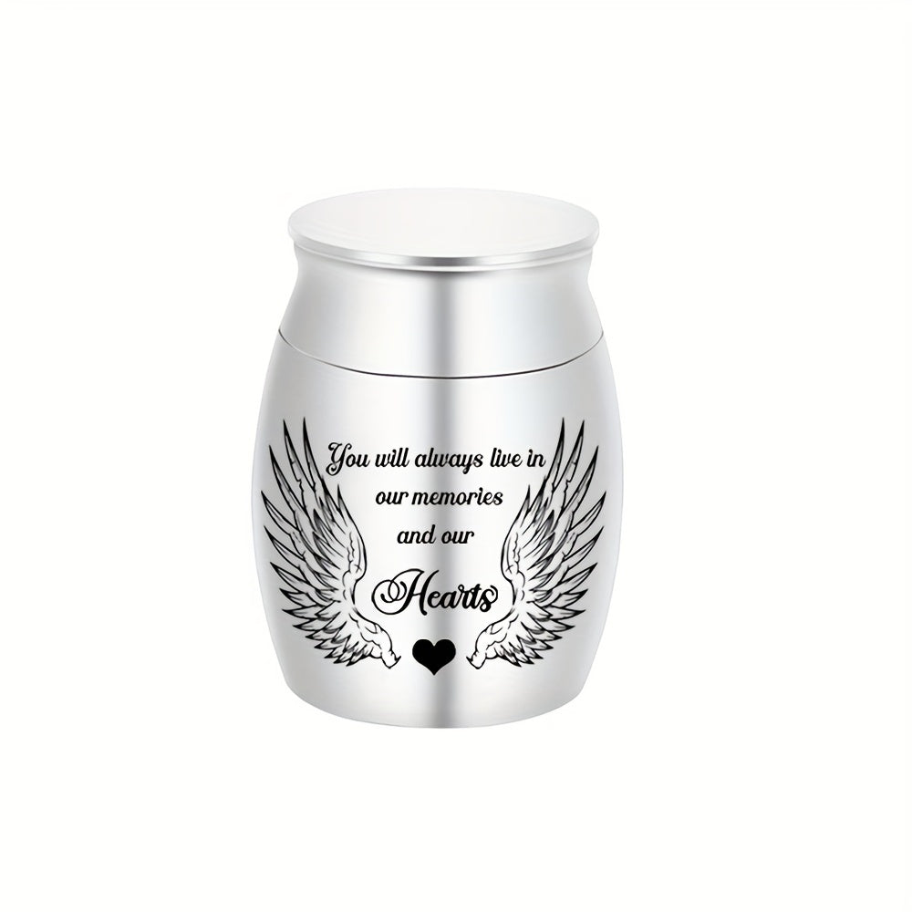 Small Keepsake Cremation Urn for Human or Pet Ashes – Mini Aluminum Alloy Funeral Urn with You Will Live in Our Memories Engraving, Memorial Ash Holder for Adults & Pets, Silver or Black