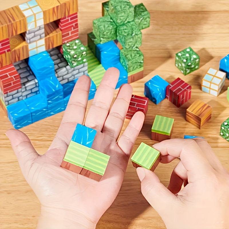Magnetic Building Blocks Set 100 Pieces for Kids Age 3+, Random Color Magnet Cube Puzzle Toy, STEM Learning Construction Blocks, Best Birthday Christmas Halloween Gift for Boys & Girls