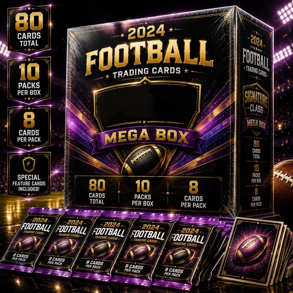 2024 Topps Football Trading Card Mega Box – 80 Cards Factory Sealed, 10-Pack Bundle (8 Cards Each), Special Insert Cards Included – Perfect for Collectors, Card Breaks & Trading