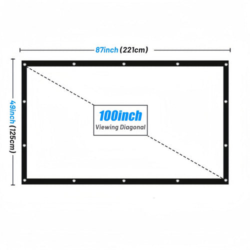 100-Inch Portable Projector Screen 4K HD 16:9 – Foldable Wrinkle-Free Outdoor & Indoor Movie Screen, 160° Wide View Dual-Sided Projection for Home Theater, Camping, Party & Presentations