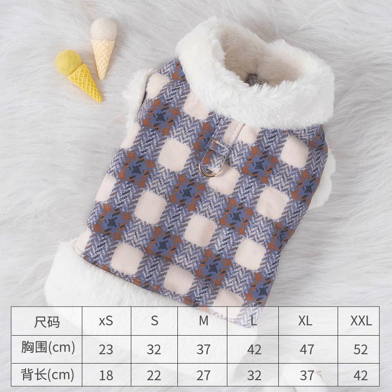 Fall Winter Pet Fleece-Lined Vest with Built-In Leash Ring – Warm Soft Cold Weather Jacket for Small Dogs & Cats, Fits Teddy Bichon Chihuahua & Small Breeds, Cozy Outdoor Walking Coat