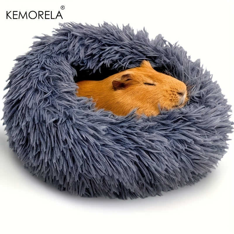 Ultra-Soft Plush Small Pet Nest – Cozy Warm Hamster Sleeping Bed with Non-Slip Bottom & Insulated Padding, Round Fluffy Hideout for Guinea Pigs, Hamsters & Small Animals, Light Blue