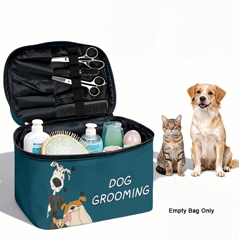 Dog Grooming Organizer Bag with Zipper - Portable Pet Grooming Supplies Storage Case for Home and Travel, Dog-Themed Grooming Tool Holder, Gift for Pet Owners and Dog Groomers, Multiple Colors & Styles