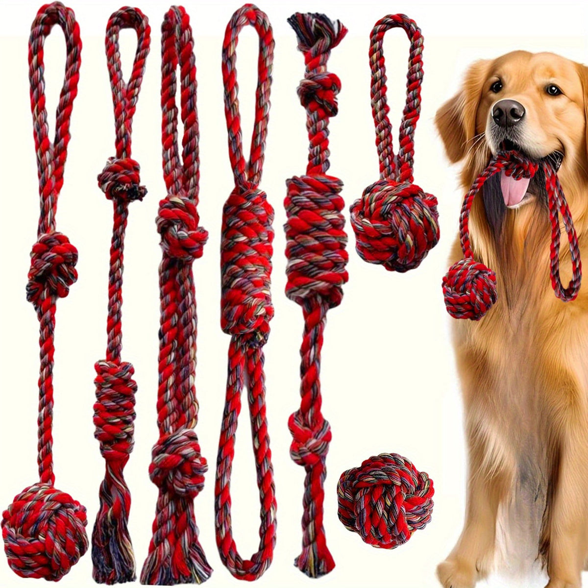 7-Piece Dog Rope Knot Chew Toy Set – Durable Interactive Tug & Teeth Cleaning Rope Toys for Small, Medium & Large Dogs, Indoor & Outdoor Training Play Set for Puppies and Adult Dogs