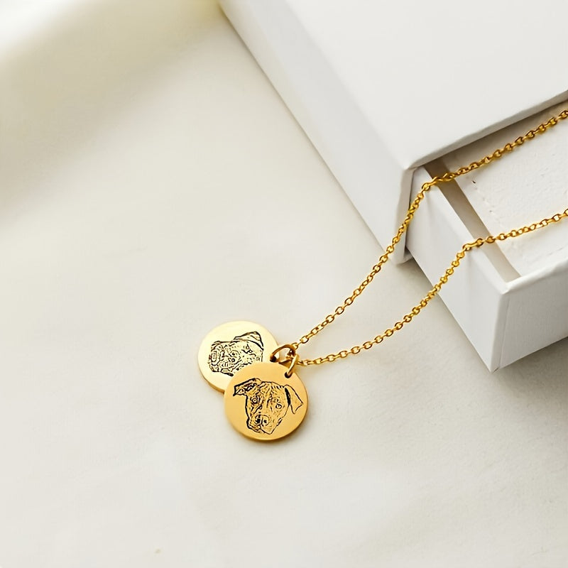 Custom Pet Portrait Circle Necklace – Handmade Personalized Dog & Cat Photo Jewelry, Silver Gold Rose Gold, 1-3 Circle Charm – Pet Lover Gift, Memorial & Birthday Necklace