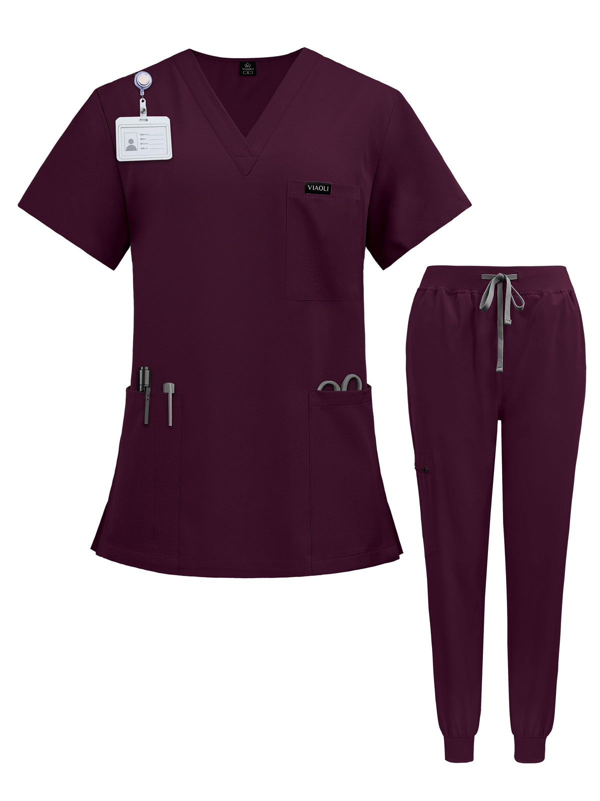 Unisex Medical Scrub Uniform Set for Nurses Doctors Veterinary Dental Staff - Professional Hospital Surgical Work Clothing with Comfortable Stretch Fabric - Available S to XXL in 7 Colors