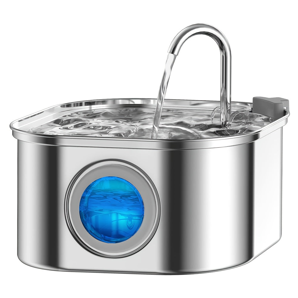 Stainless Steel Pet Water Fountain 108oz/3.2L - USB Quiet Automatic Cat Dog Drinking Fountain with 4 Filter Cartridges & Water Level Indicator - Large Capacity Pet Water Dispenser for Cats & Small Dogs