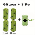 Dog Poop Bags with Dispenser 61-Piece Set - 60 Leak-Proof Unscented Waste Bags on 4 Rolls with Bone Design Dispenser Holder, Biodegradable-Friendly Dog Waste Bags for Outdoor Walks, Parks & Travel Pet Cleaning