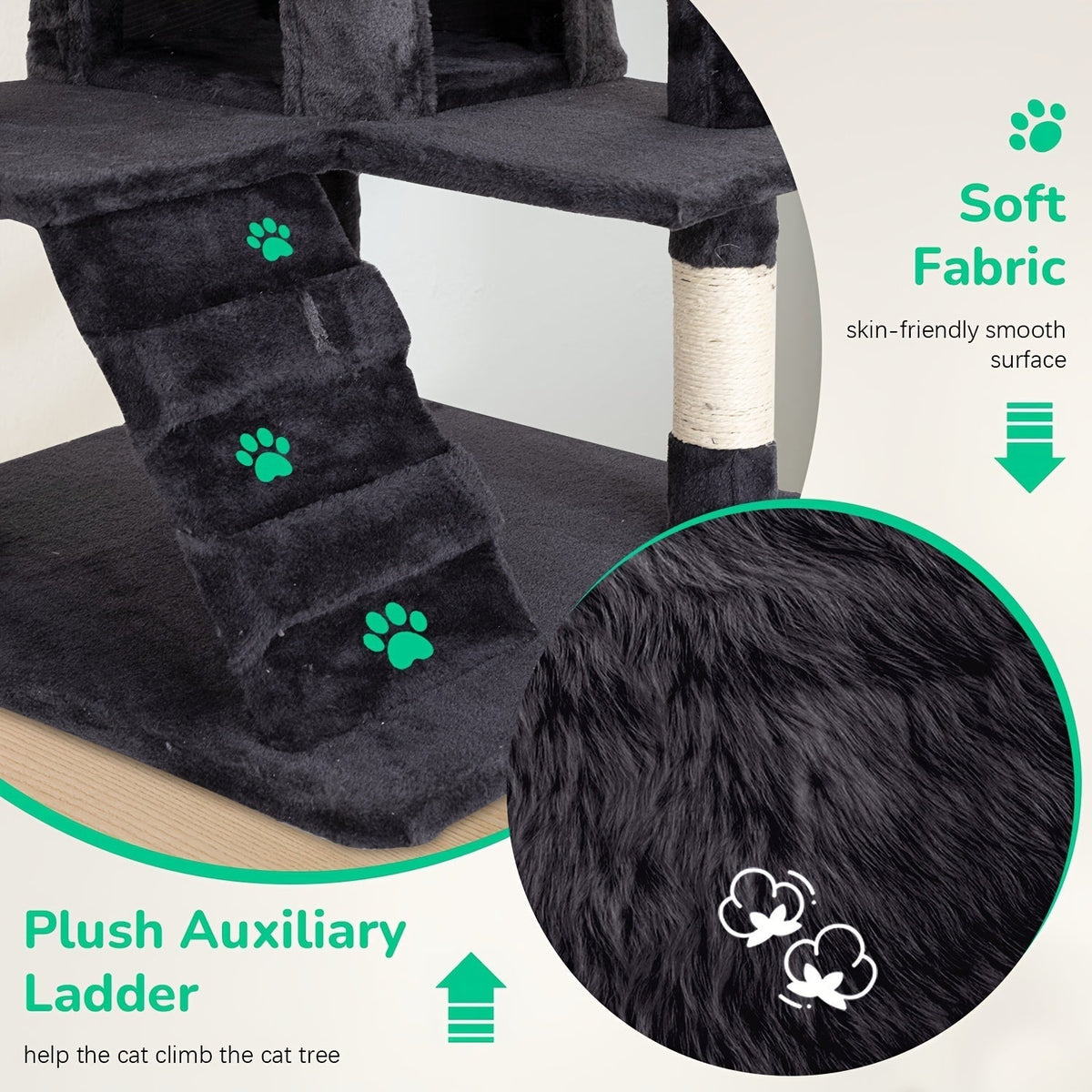 54 Inch Cat Tree Tower for Indoor Cats – Multi-Level Activity Center with Scratching Posts, Condo House & Toys for Kittens & Adult Cats, Dark Gray